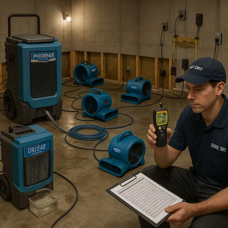 Structural Drying and Dehumidification process in Winchester, MA